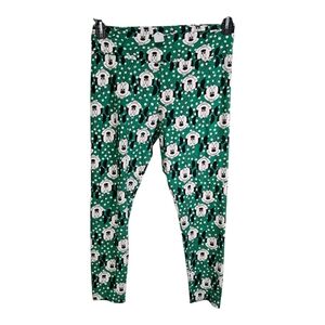 - LuLaRoe Green and White Mickey Mouse Leggings Tc
